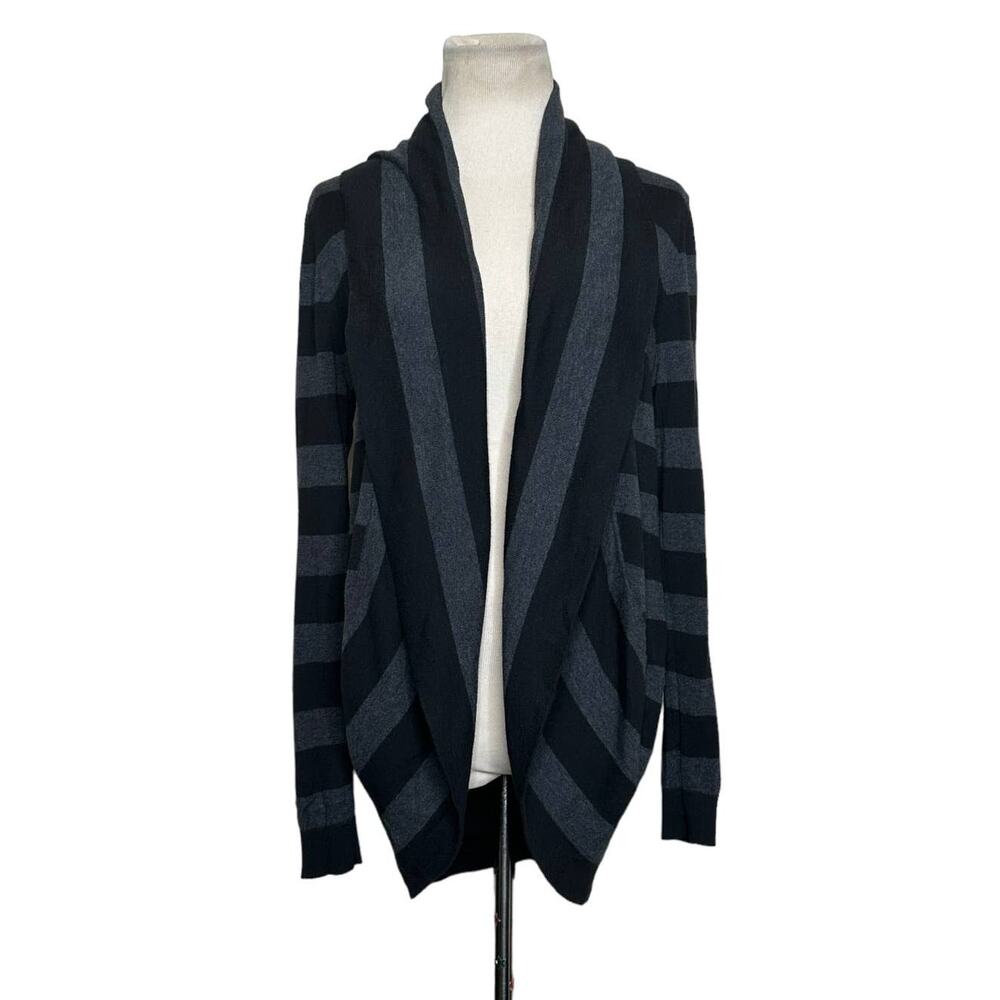 Loft gray black open front long sleeves cardigan size M
